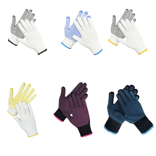 China Großhandel PVC gepunktet/gepunktet Handschuh Industrie Baumwolle gestrickte Guantes Sicherheitsarbeitshandschuhe